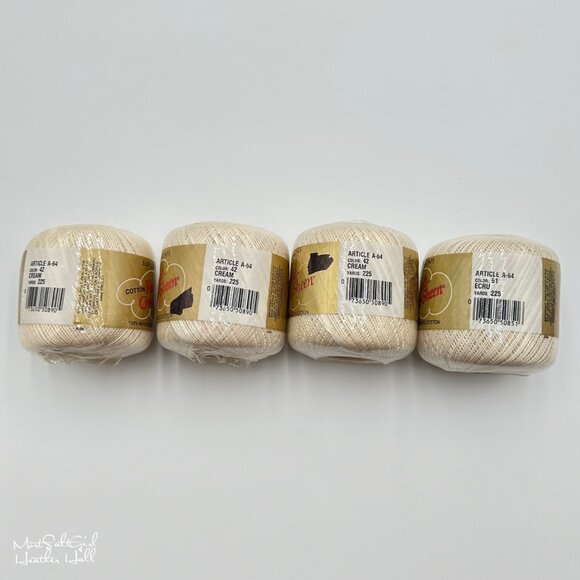 J & P Coats Cotton Knit-Cro-Sheen Cream Thread 225 Yards 4 Pack - Picture 2 of 6